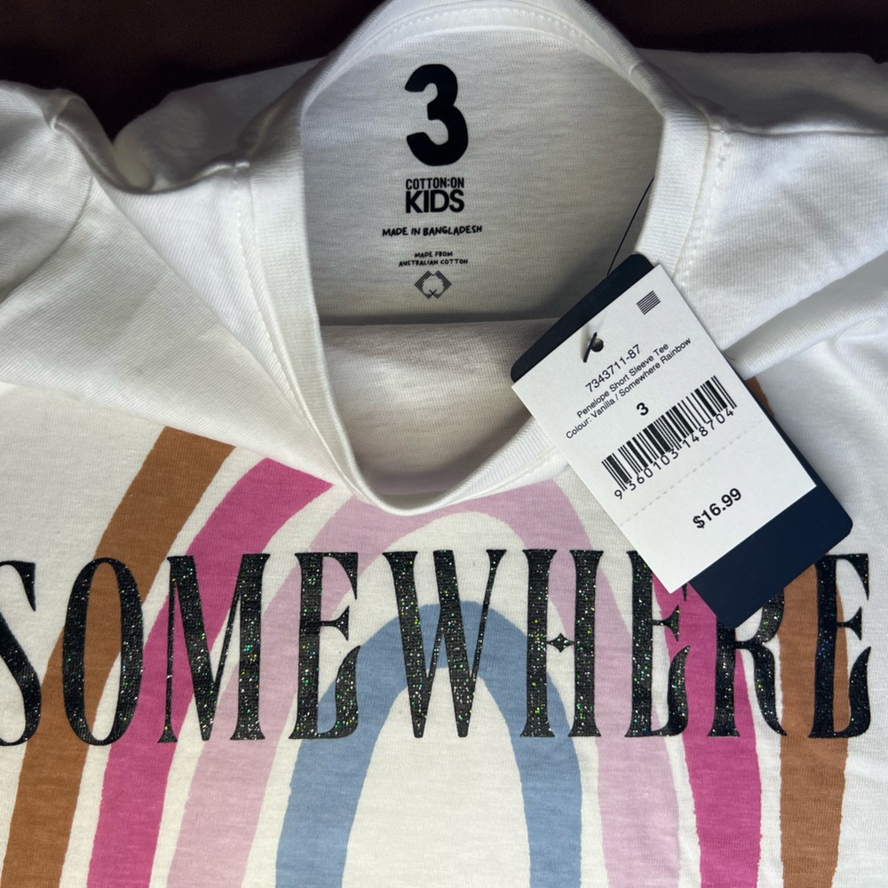NWT Cotton On Kids Somewhere over the rainbow short sleeve t-shirt